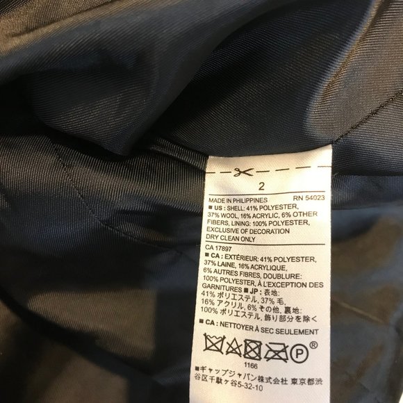 Banana Republic Blazer Jacket 2 / XS Wool Blend Tweed Gray Black Knit Zip Front - Picture 9 of 11